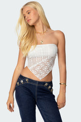 Sheer Lace Handkerchief Top