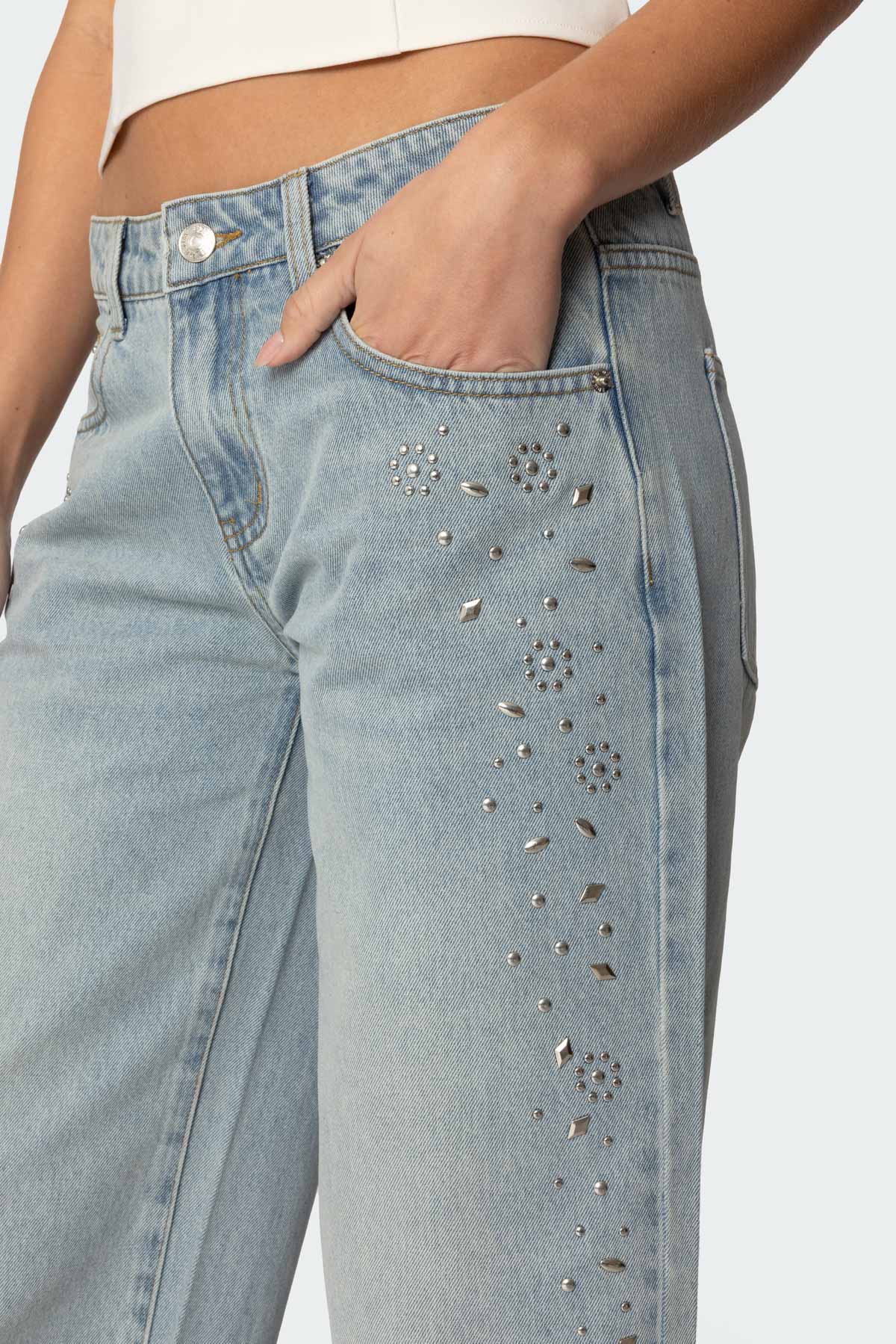 Everly Studded Low Rise Jeans