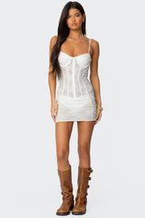 Sheer Lace Cupped Mini Dress