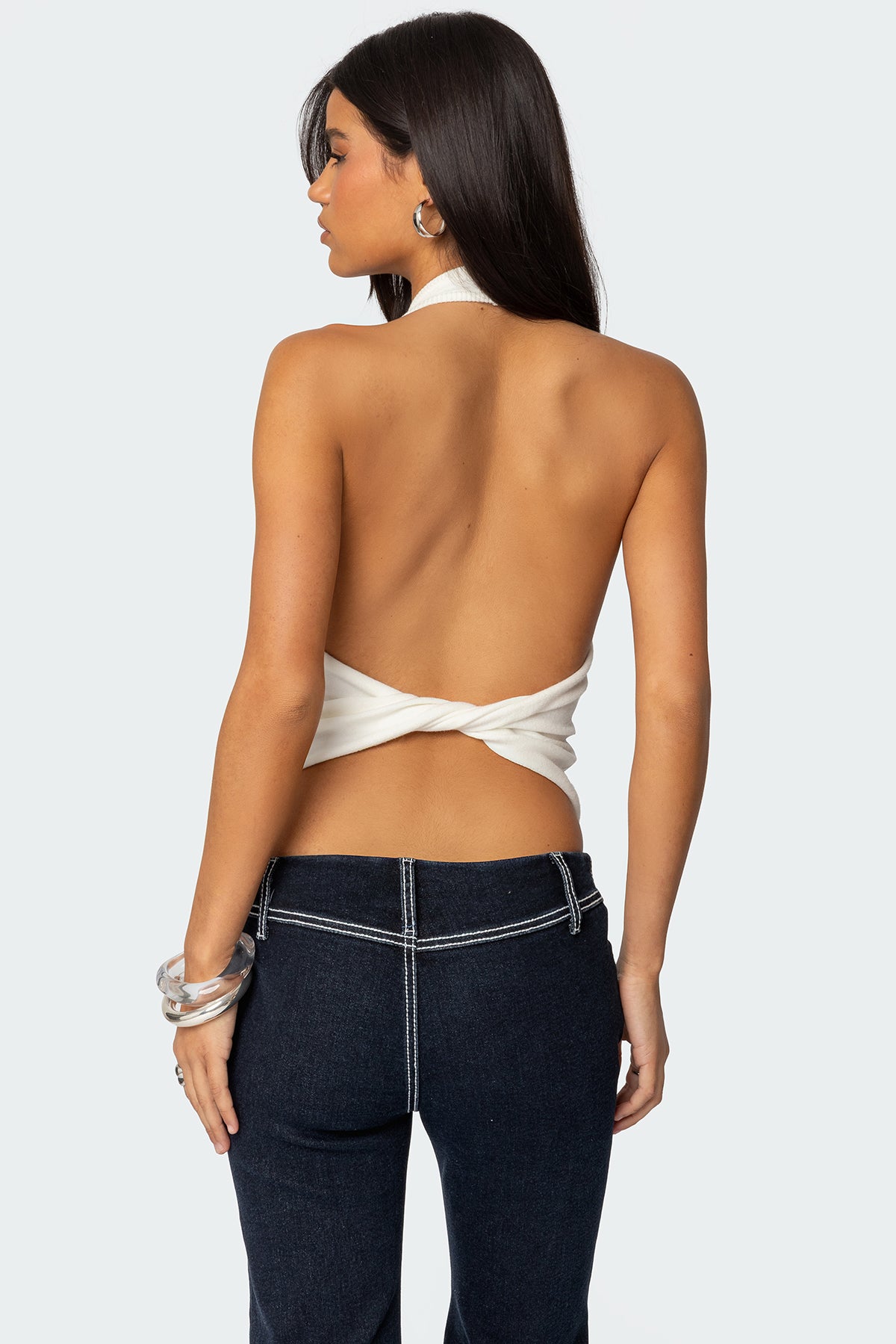 Twister Backless Knit Halter Top