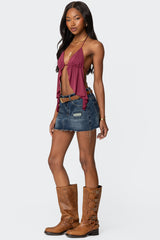 Hunter Distressed Denim Mini Skirt