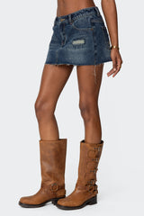 Hunter Distressed Denim Mini Skirt