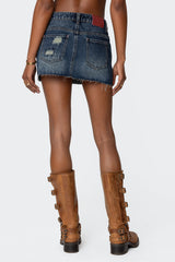 Hunter Distressed Denim Mini Skirt