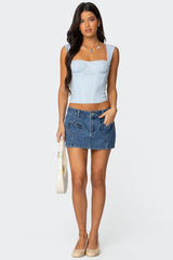 Heart Pocket Denim Mini Skirt