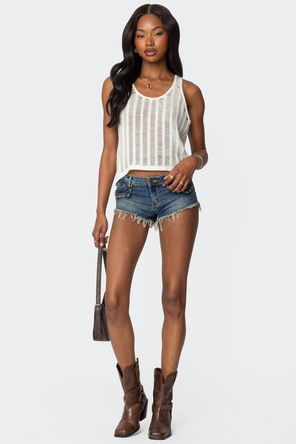 Keziah Sheer Ladder Knit Top