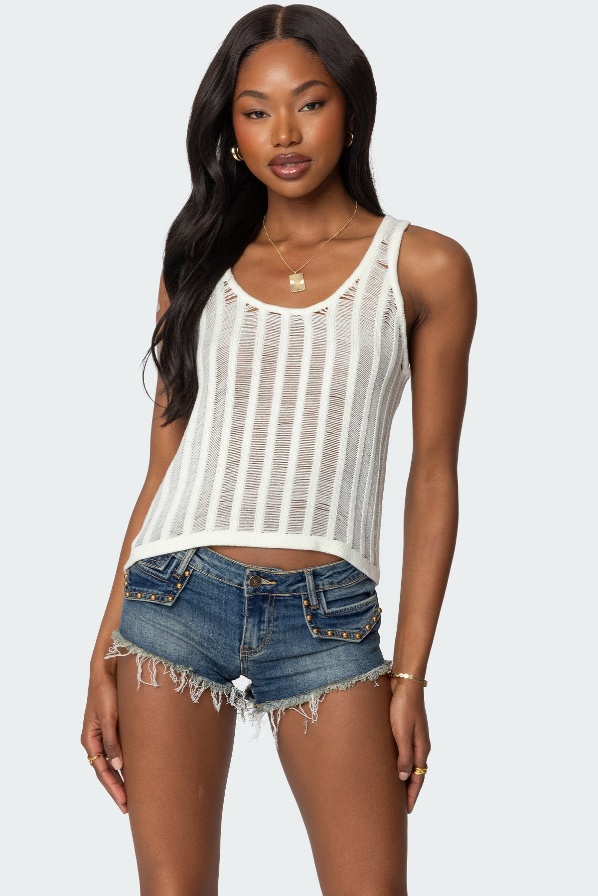 Keziah Sheer Ladder Knit Top