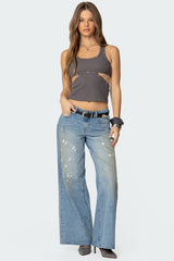 Paint Splatter Low Rise Jeans