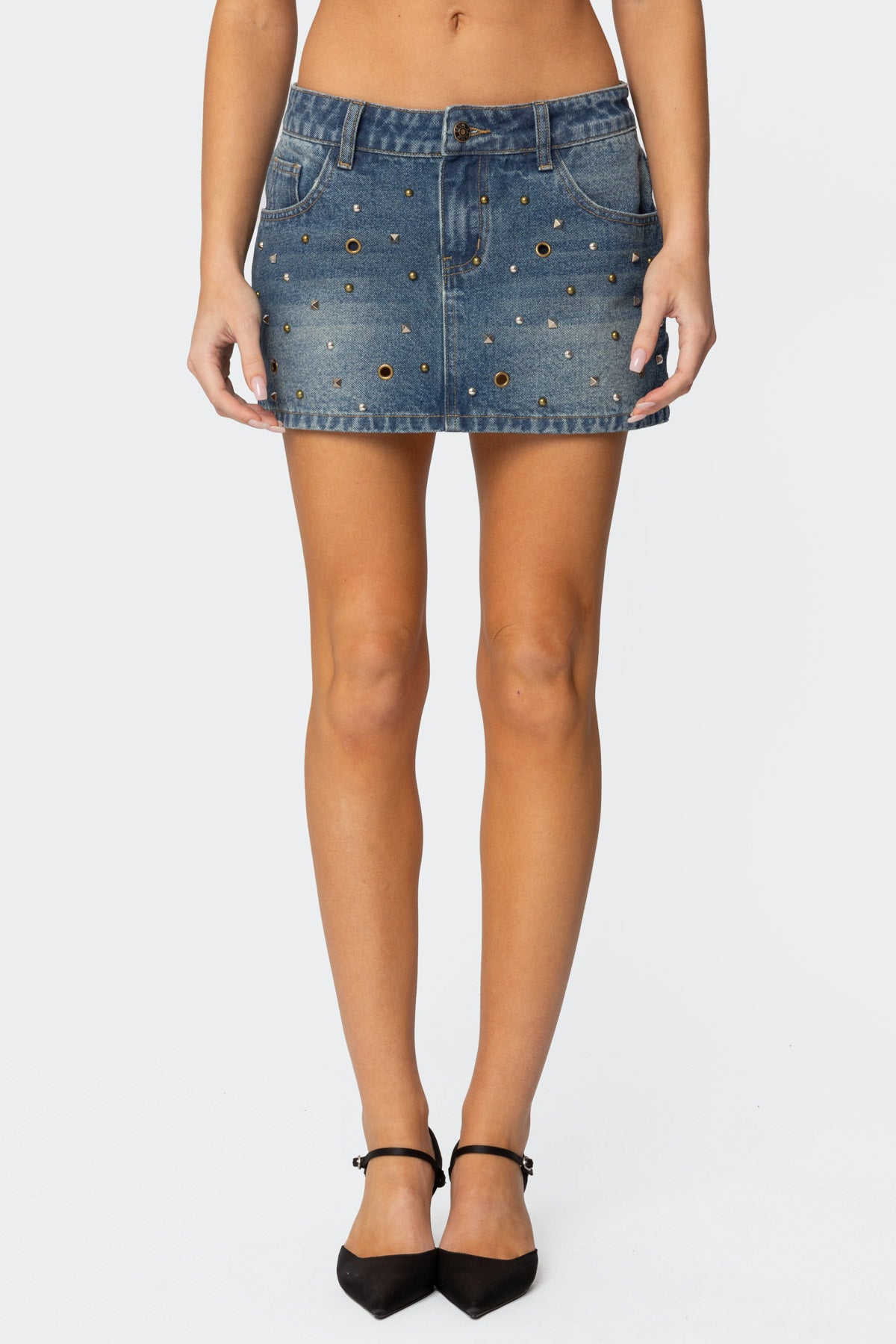 Ruari Studded Denim Mini Skirt