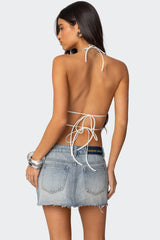 Nyx Backless Sheer Lace Top