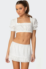 Lenora Puffed Sleeve Crop Top