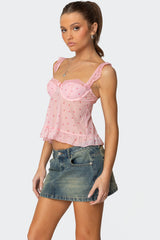 Pipa Floral Sheer Mesh Bra Top