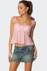 Pipa Floral Sheer Mesh Bra Top