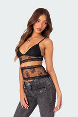 Spice Cut Out Sheer Lace Tank Top