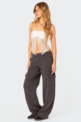 Twilight Sheer Lace Split Front Top