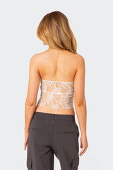 Twilight Sheer Lace Split Front Top