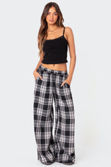 Lounge Around Plaid Wide Leg Pants