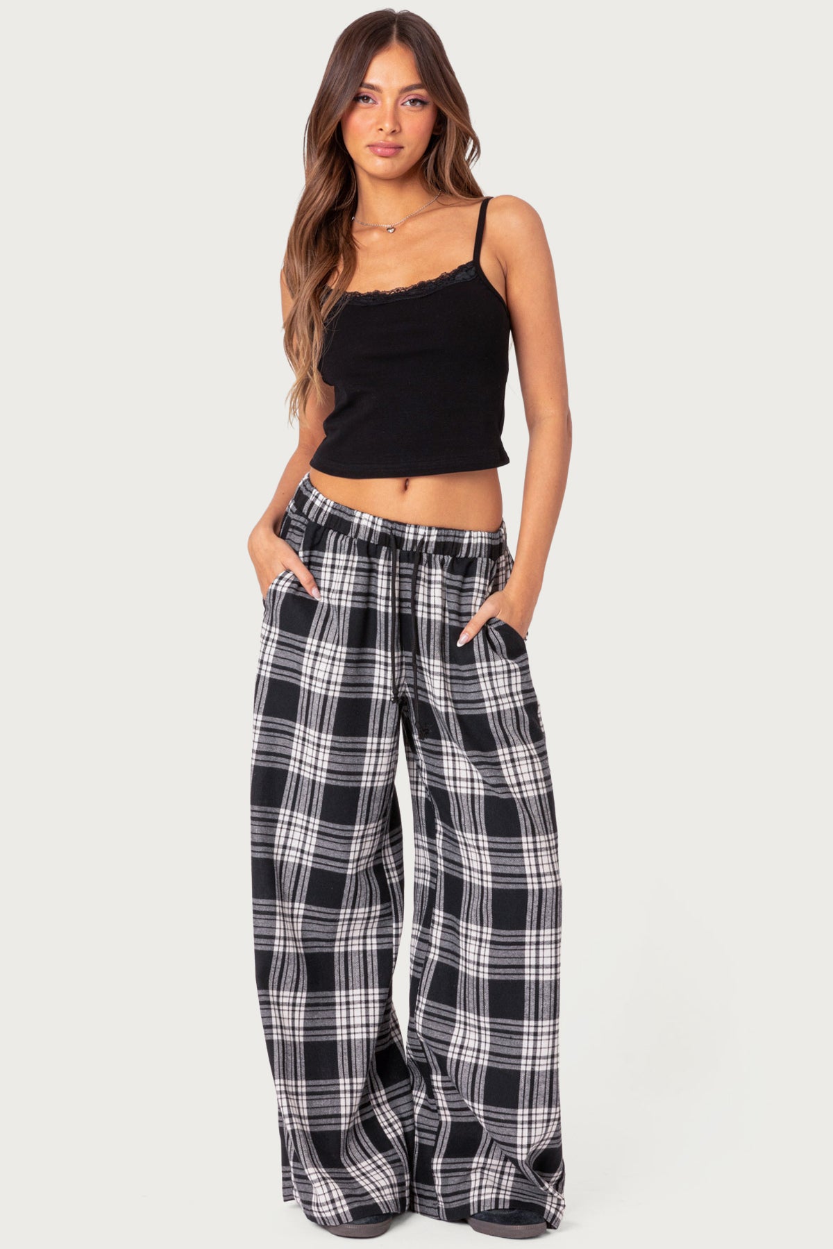 Lounge Around Plaid Wide Leg Trousers