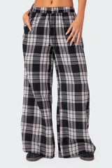 Lounge Around Plaid Wide Leg Pants