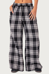 Lounge Around Plaid Wide Leg Trousers