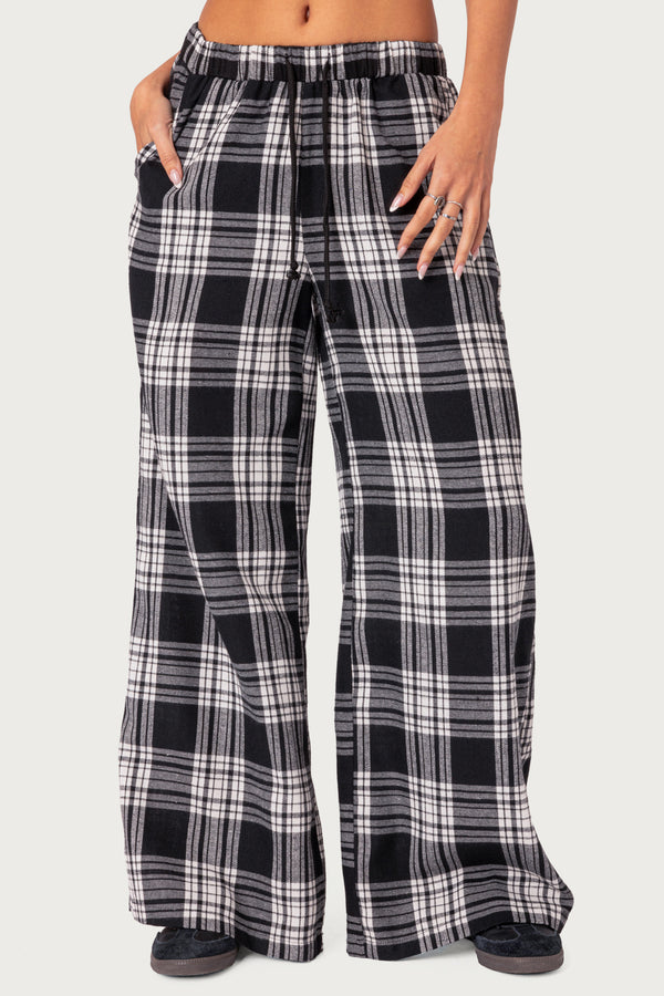 Lounge Around Plaid Wide Leg Trousers