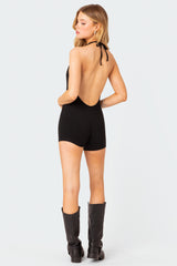 Melanie Ribbed Open Back Romper