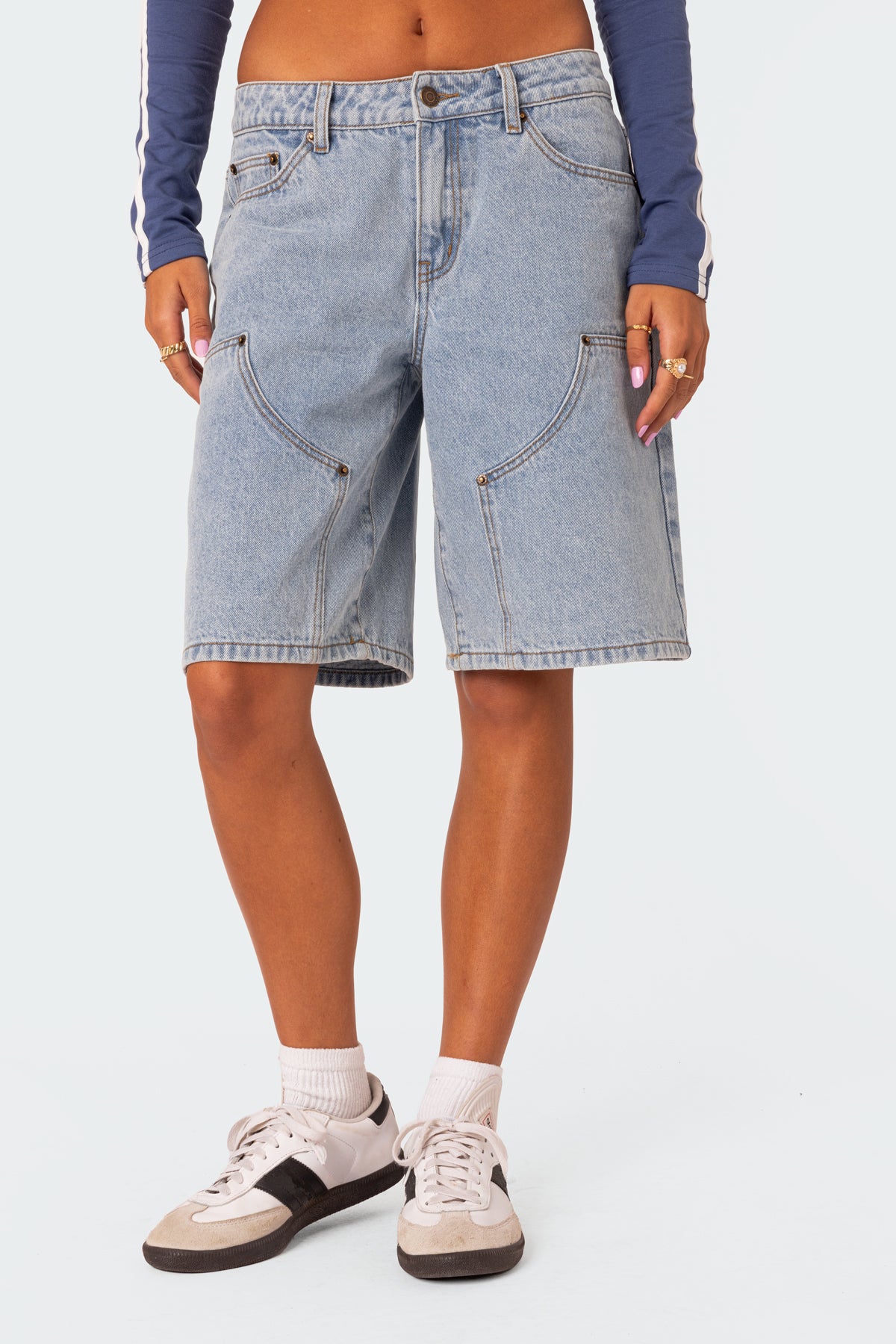 Jacqui Low Rise Denim Bermuda Shorts