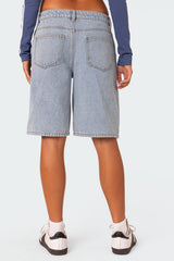 Jacqui Low Rise Denim Bermuda Shorts