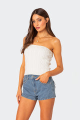 North Cable Knit Strapless Top