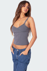 Amilia Lace Trim Tank Top