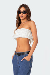 Nia Ruffled Eyelet Bandeau Top