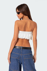 Nia Ruffled Eyelet Bandeau Top