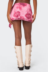 Wanda Printed Mesh Ruffled Mini Skirt