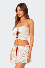 Jaslene Strapless Crochet Top