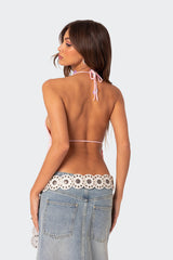 Sequin Crochet Open Back Top