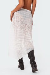 Sheer Patchwork Lace Maxi Skirt