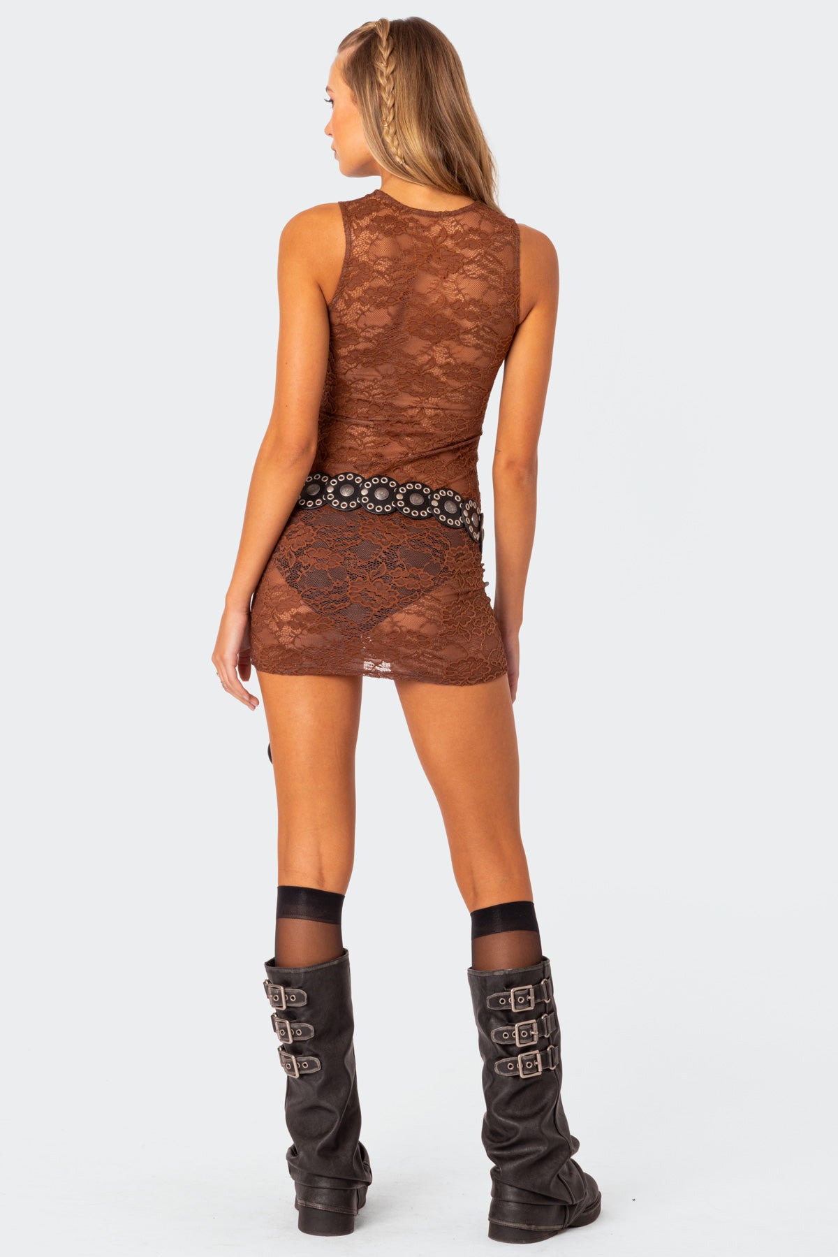 Janina Sheer Lace Mini Dress