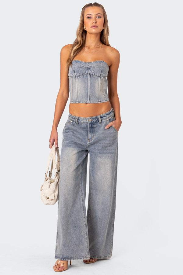 Myla Washed Denim Corset