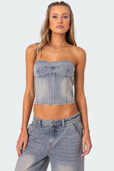 Myla Washed Denim Corset