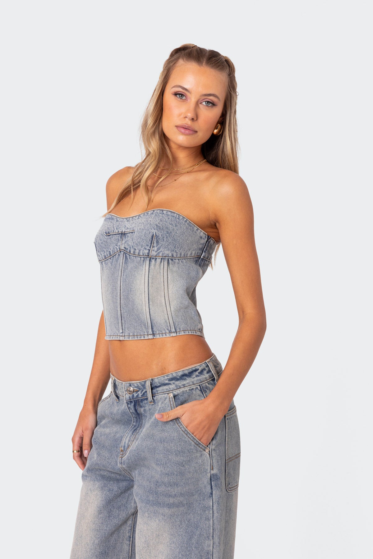 Myla Washed Denim Corset