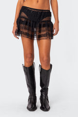 Sheer Ruffled Mini Skirt