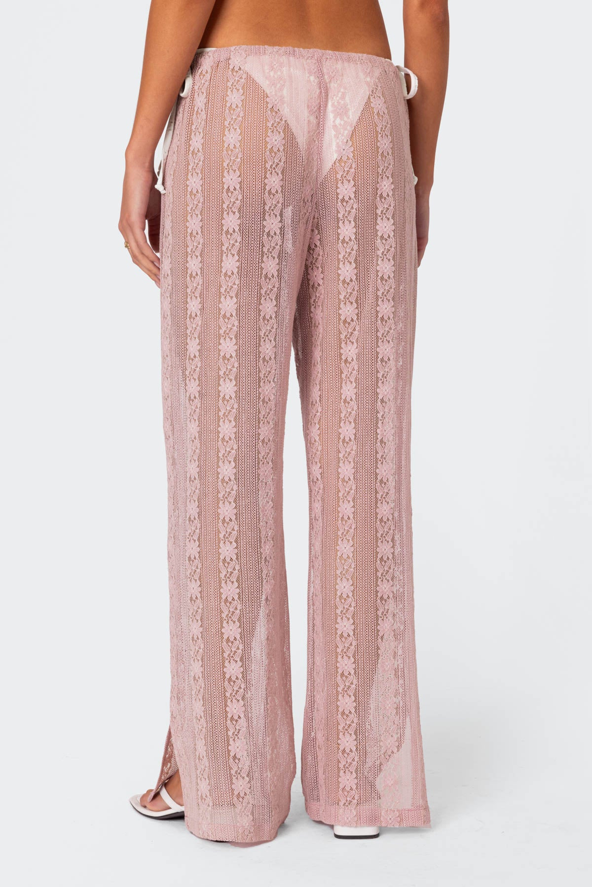 Embroidered Sheer Lace Pants