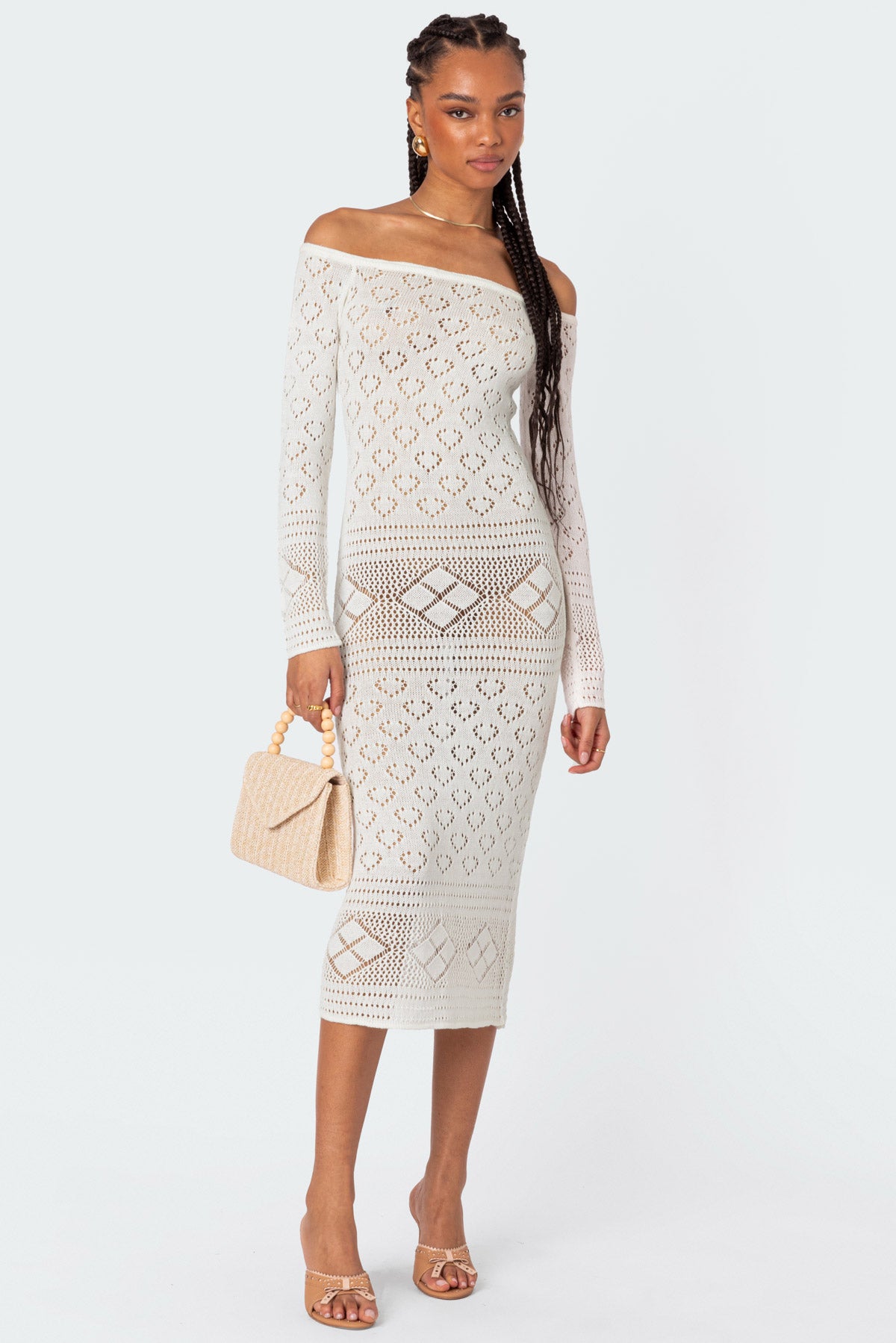 Lily Crochet Off Shoulder Midi Dress