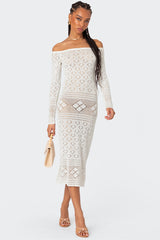 Lily Crochet Off Shoulder Midi Dress