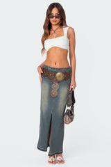 Lexy Washed Denim Maxi Skirt