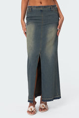 Lexy Washed Denim Maxi Skirt