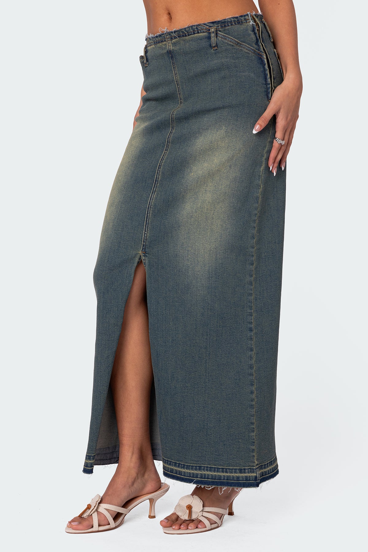 Lexy Washed Denim Maxi Skirt