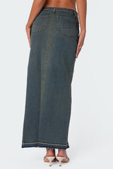 Lexy Washed Denim Maxi Skirt