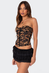 Lennox Leopard Print Mesh Corset