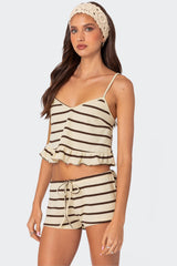 Kathy Striped Ruffle Hem Tank Top