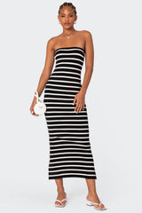 Knit Back Slitted Maxi Dress